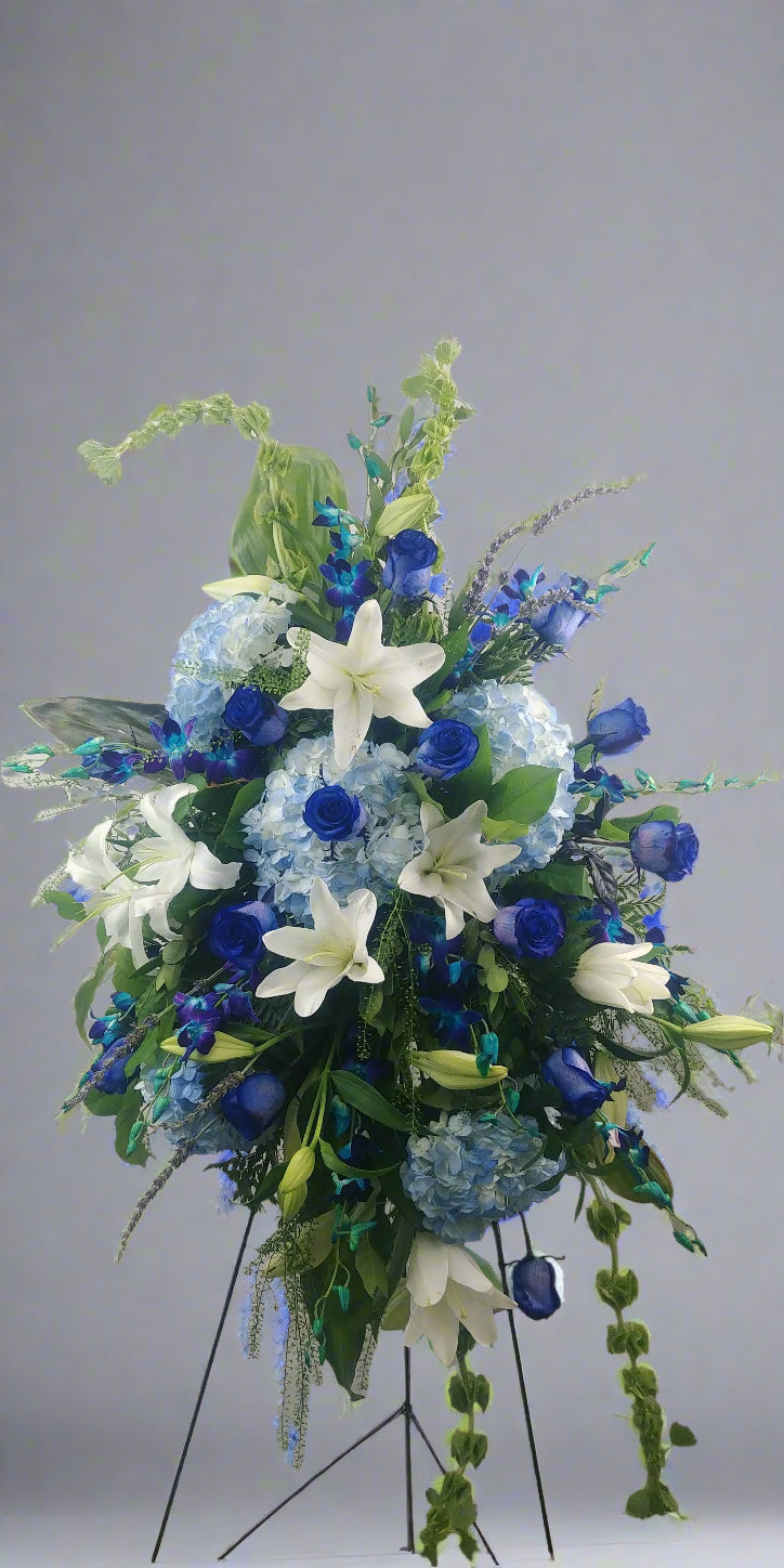 Blue & White Sympathy Standing Spray