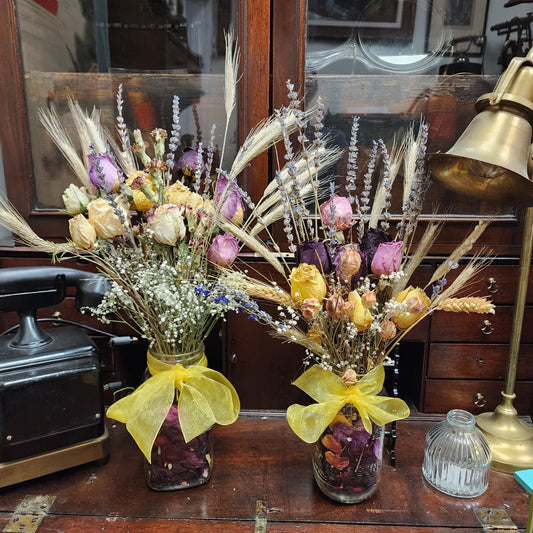 2 x Rustic Look Dried Flower Arrangements