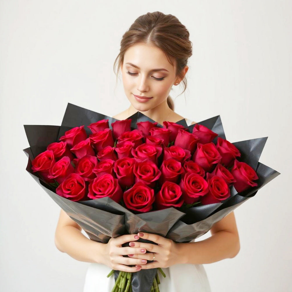 Valentine Opulent Rose Bouquet (100 premium roses hand tied)