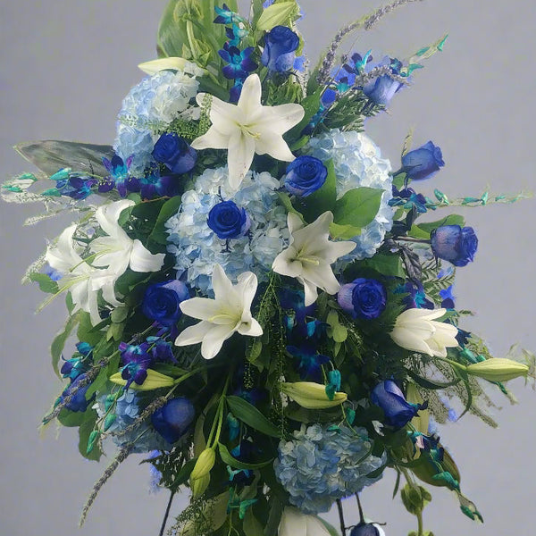 Blue & White Sympathy Standing Spray