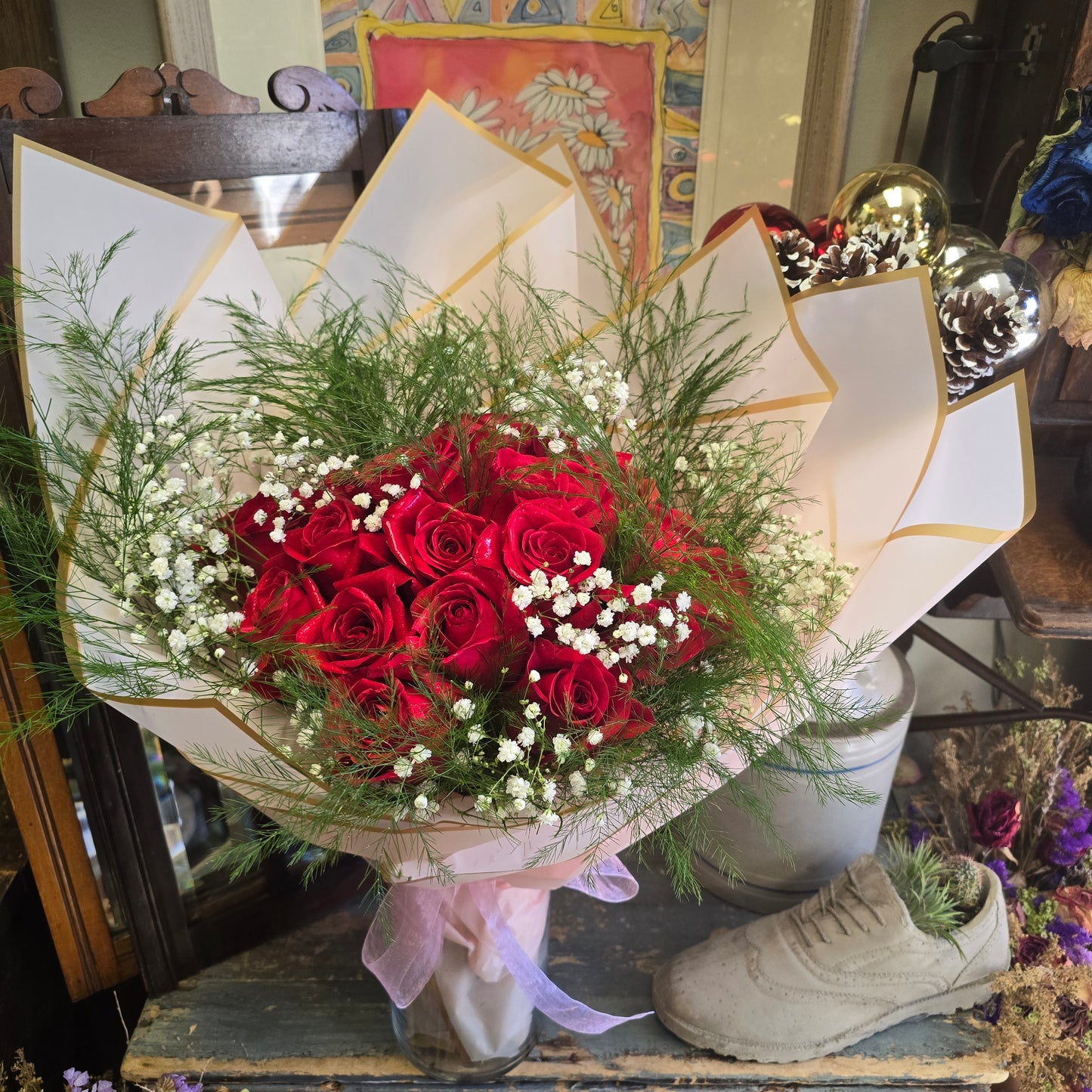 Two Dozen Roses Hand-Tied Bouquet