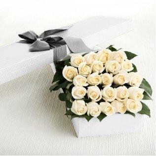 Valentine Two Dozen Boxed Roses (Red, Pink, Rainbow, Blue, Purple, Mixed, White, Yellow)