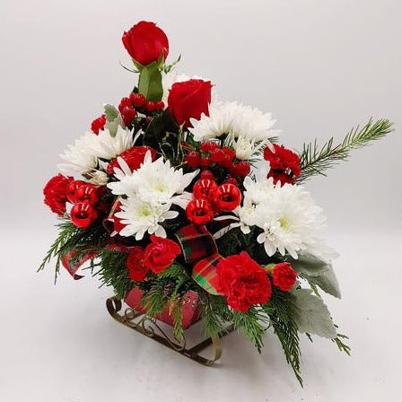 Holiday Sleigh Floral Basket