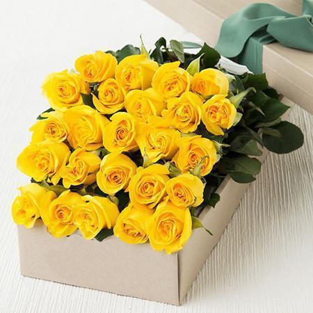 Two Dozen Boxed Yellow Roses (Multiple Colors Available)